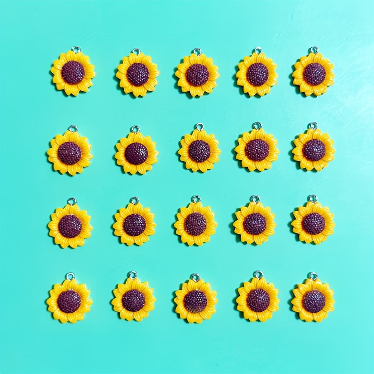 TEMU 20 Exquisite Sunflower Charms Suitable For Handmade Jewelry Pendants, Earrings, Chain Decorations, Creative Gifts, And Resin Additions For Necklaces, Bracelets, And Bag Pendants