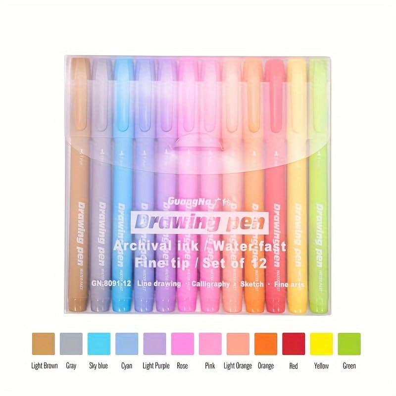 TEMU 1 Set Of 12 Colored Syringe Drawing Pens With 1mm Hard Tip - Stackable Colors Outlining, Cake Decorating, Cookie Icing, Nail Art, Model Detailing & Craft