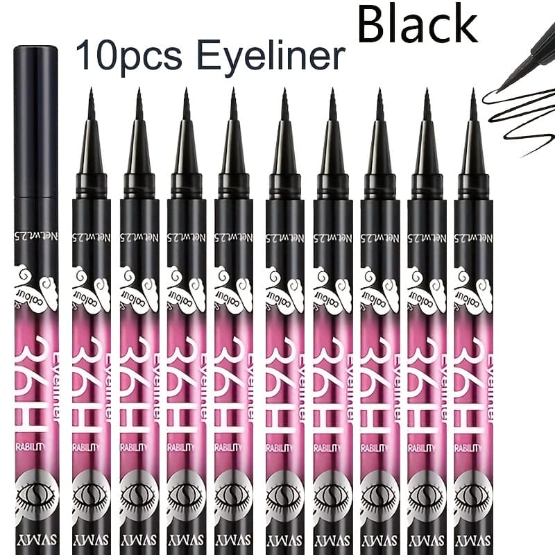 TEMU 10pcs Eyeliner, Fast-drying And Smooth Application, Water-resistant And Sweat-resistant, Anti-dizziness And Long-lasting Makeup, Suitable For Beginners, Is An For Holiday Makeup Gifts