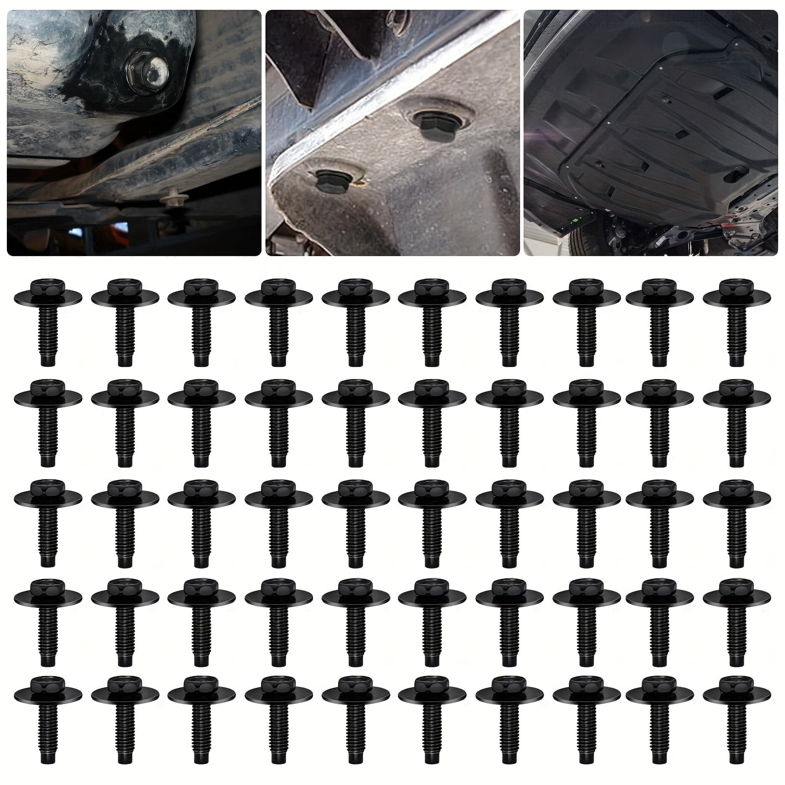 TEMU 50pcs M6-1.0×25mm Hex Head Body Bolts, Metal Wear-resistant Car Screws For Bumpers & Fenders, Black M6x1.0 Fastener Kit With