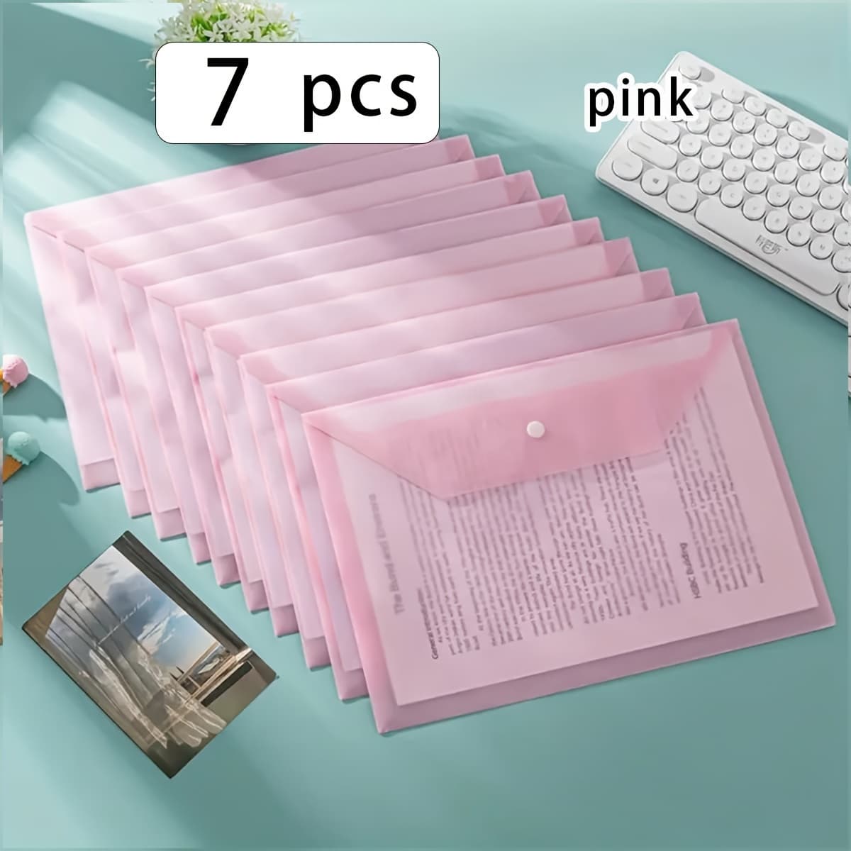TEMU 7/15 A4 File Bags With Morandi Colored Plastic Snap Fasteners, Thickened Large Capacity File Storage Bag, Transparent File Storage Bag 1mm, Office Supplies/back To