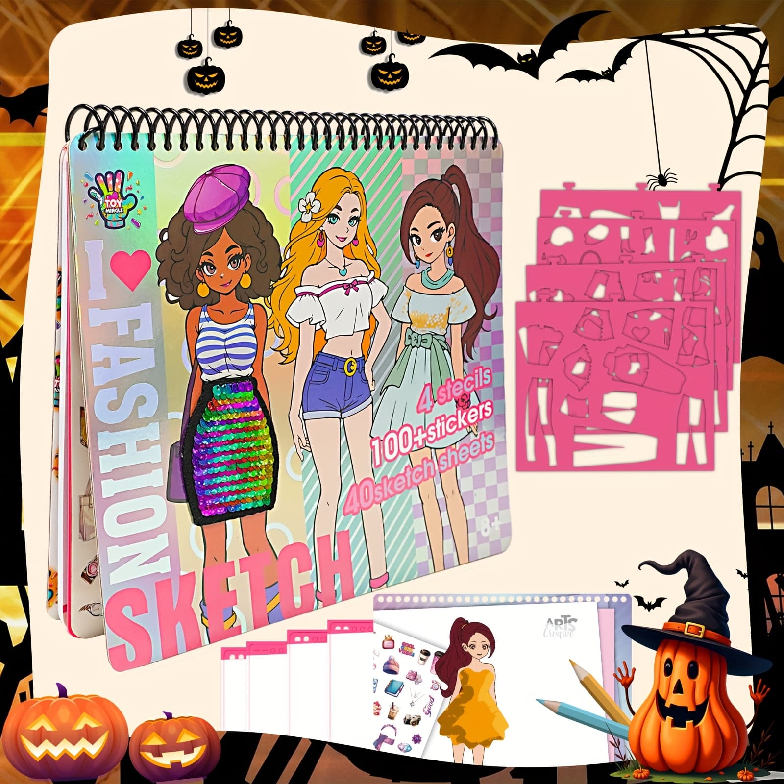 TEMU & Coloring Book Beginner Drawing Kit With Templates, Stickers & Design Guide For Girls