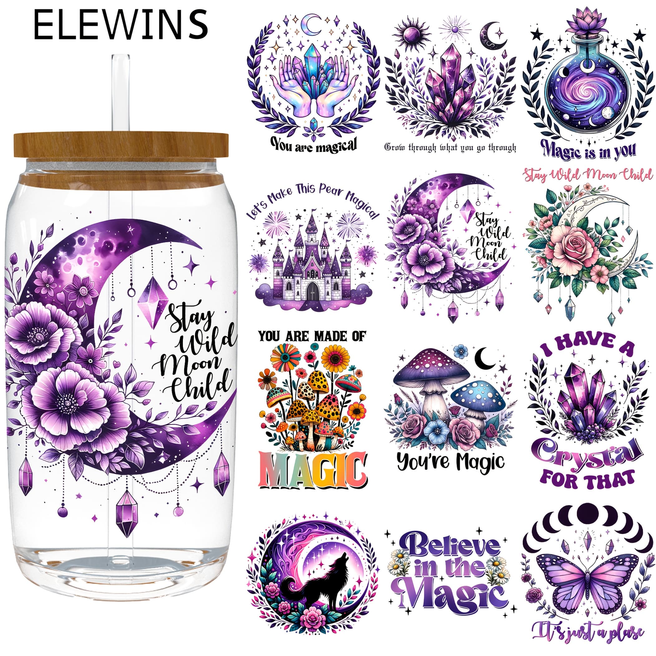 TEMU 12 Sheets/set High-quality Waterproof Dtf Transfer Paper - Magic Dtf Cup Packaging Suitable For 16oz Jars, Water Bottles, Cups - Durable Plastic Material, Decoration Dtf For 16 Oz Bottles