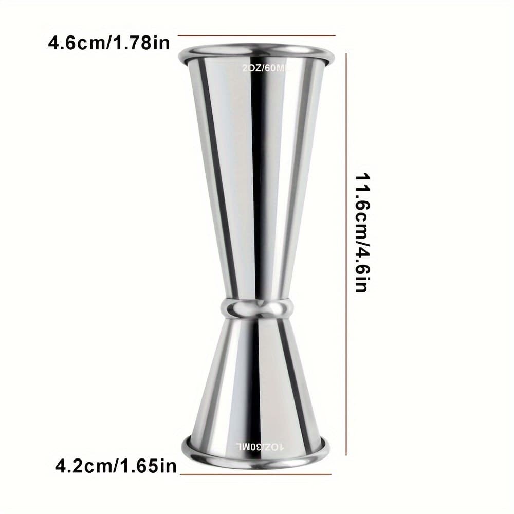 TEMU 1pc, 304 Stainless Steel Double-headed Measuring Cup, Cocktail Mixer, Cocktail Beverage Sand Ice Mixing Cup, Long Edge Ounce Cup