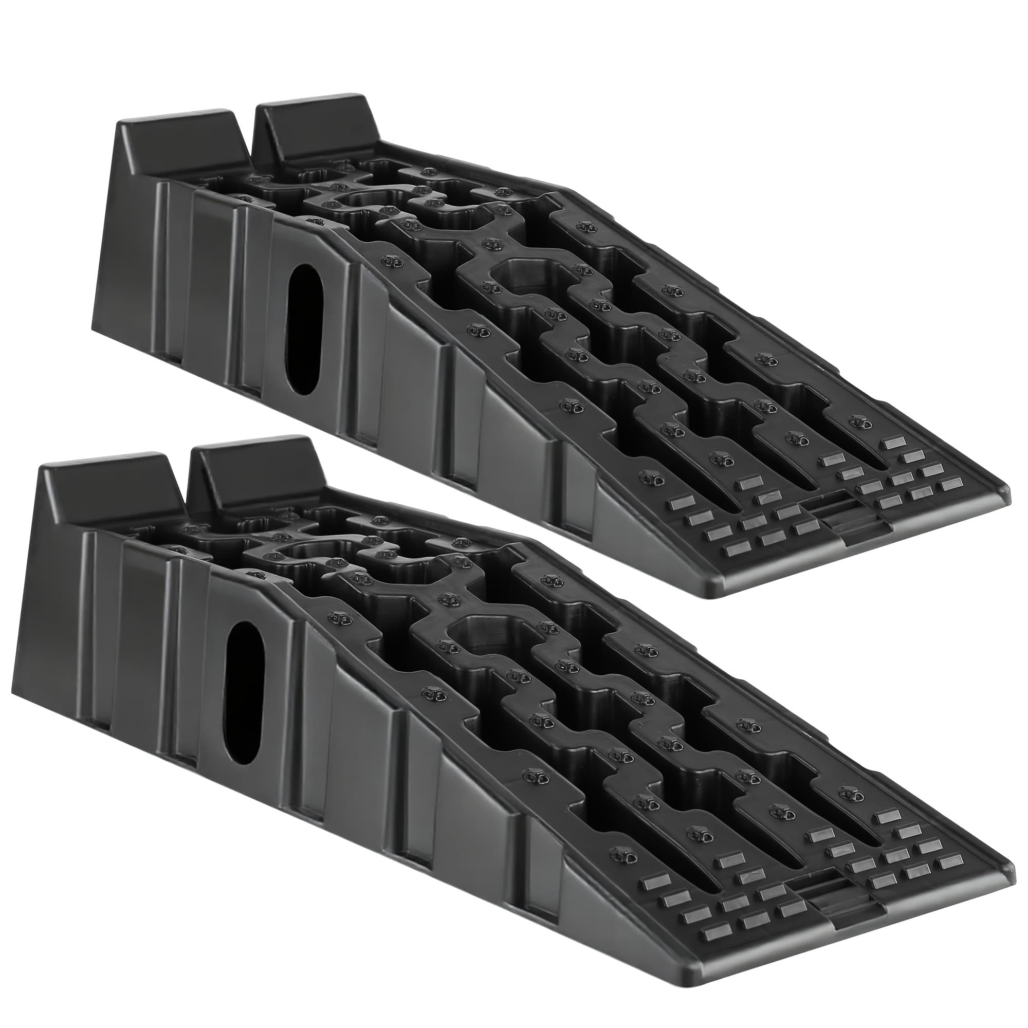 TEMU 5ton Ramp Vehicle Ramp Pair - Ideal For Home Garage Maintenance - Reduces Slippage - Works With Low Clearance Vehicles - 16, 000lbs/10, 000lbs Gvw Capacity - Extra-wide Design