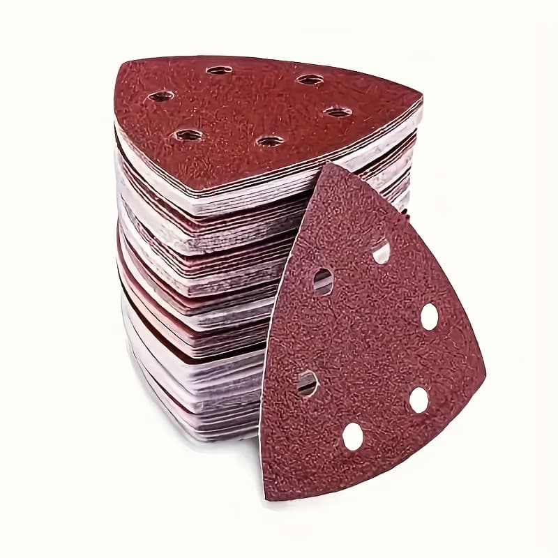 TEMU 50pcs Sanding Pad Set For Detail Sander - , 6-hole Design, For Woodworking And Metal Polishing - Includes 60/80/120/180/240/320 Grit