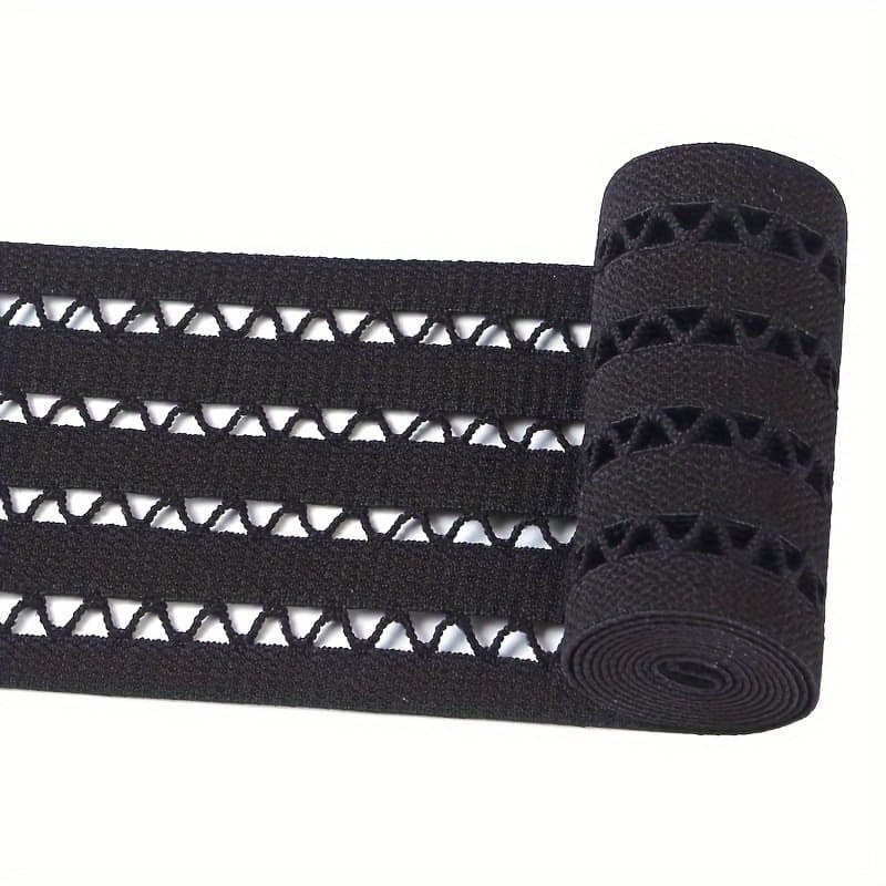 TEMU 2-yard Black And White, 7cm Wide/6cm Colored High- Hollow-out Elastic Waistband For Diy Skirts With Strong
