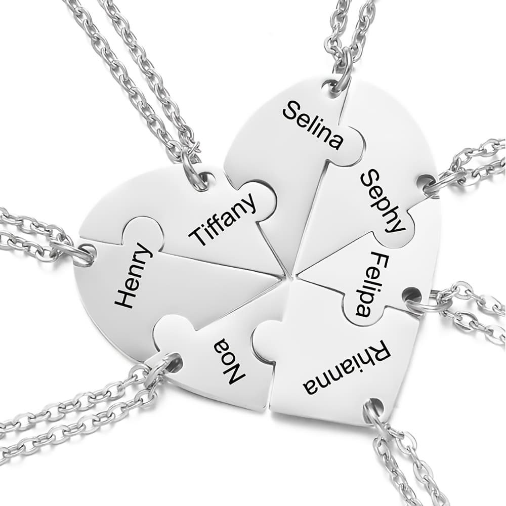 TEMU Personalized Necklaces With Custom Names: Golden Or Silvery Stainless Steel Necklaces For Women. Includes A Heart Pendant, Ideal As A Couple's Gift, Resistant To Rust And Water
