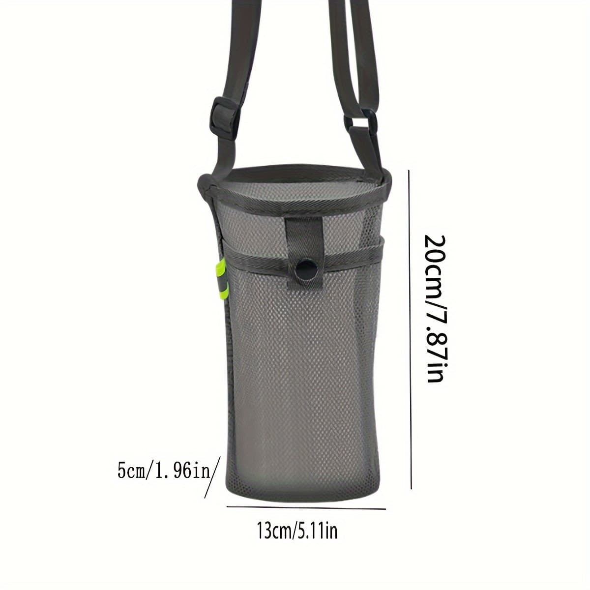TEMU Black Outdoor Crossbody Mesh Storage Pouch With Water Bottle Holder, Single Pack