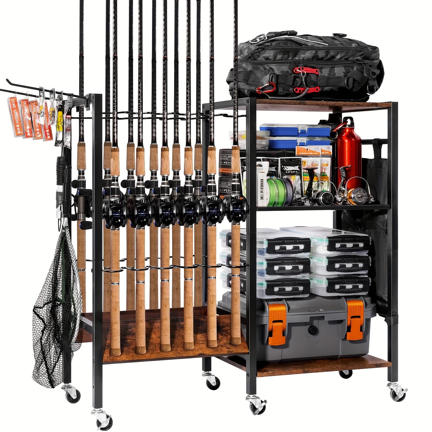 TEMU Ghosthorn Fishing Rod Holder, Fishing Rod Rack Storage Up To 12 Rods, Fishing Tackle Storage Cabinet, Fishing Pole Holders For Garage, Fishing Gifts For Men, Mother Father New Year Gifts