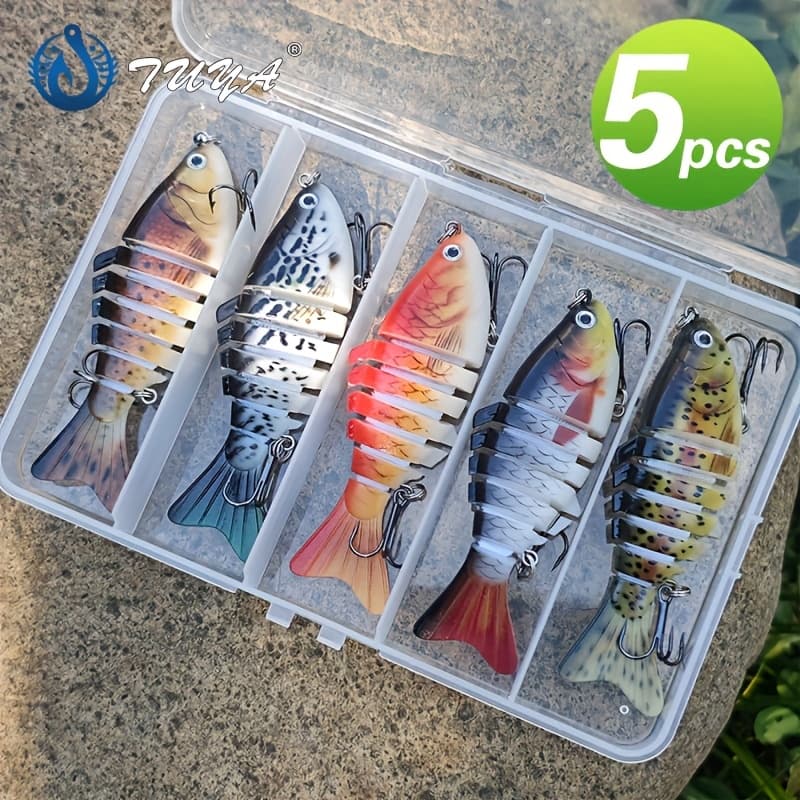 TEMU 5pcs Lure Baits Artificial Baits, Multi-section Fish Lure Baits 3d Printed Lure Plastic Baits Artificial Fish Baits Set