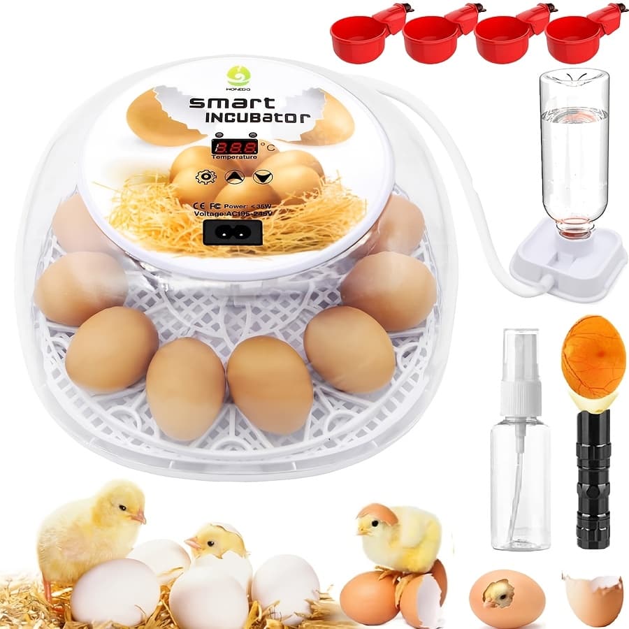TEMU Incubators For Hatching Eggs, 12 Egg Incubator With Egg Turning And Temperature Control, Automatic Water , Led Egg , For Hatching Chickens, Duck, Quail,