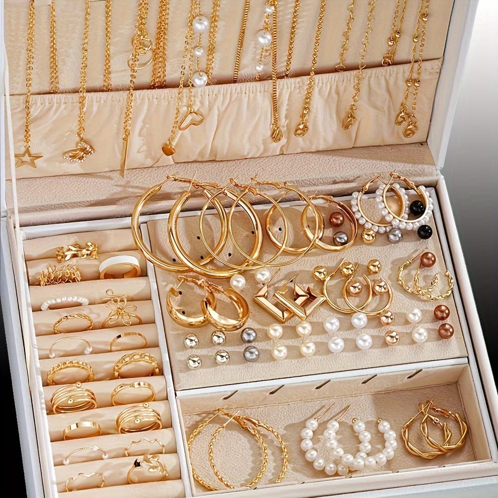 TEMU 86pcs Fashion Jewelry, Vintage Bohemian Style, Pearl And Alloy, Multi-piece Set, Suitable For Daily And Party Wear, Halloween Theme, Versatile Additions ()