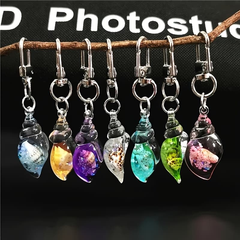 TEMU 7/14pcs Set - - Luminous Transparent Seashell Resin Pendant, Charm, Pendant Keychain Phone Charm