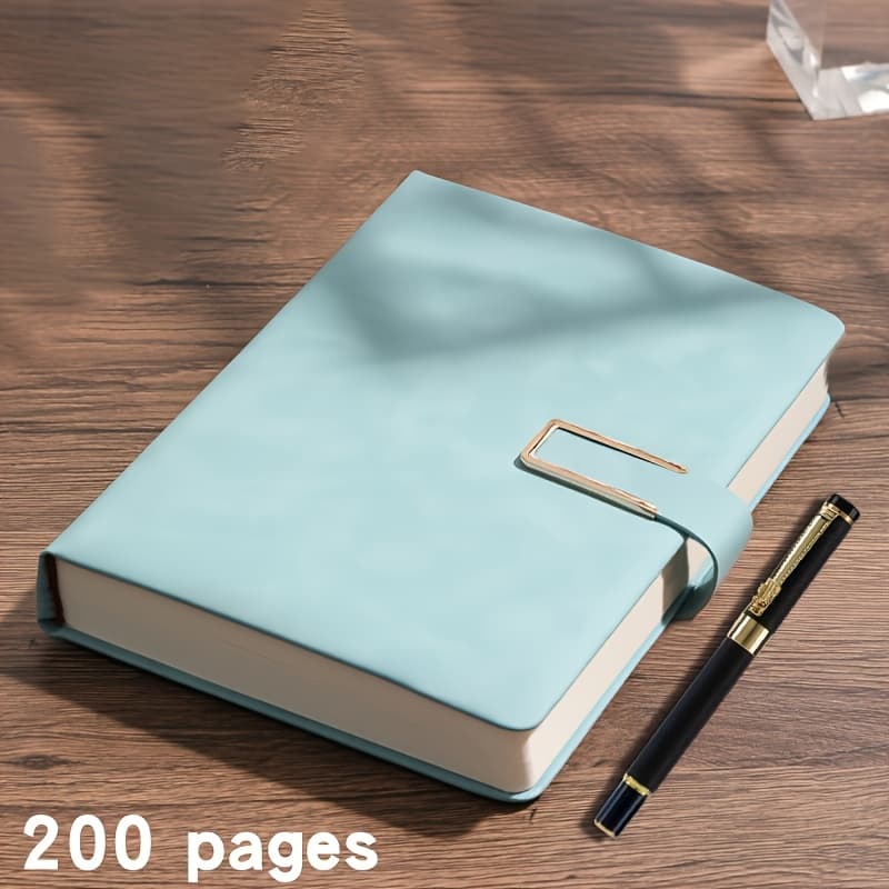 TEMU Vintage A5 Leather Notebook With Personalised Soft Cover And Bookmarks, Includes Free Pen - Perfect For Business Meetings And University Life