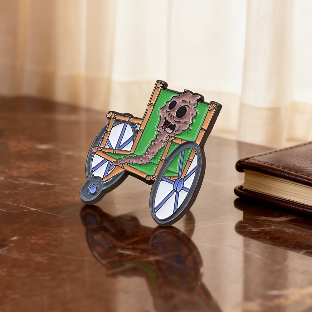 TEMU 1pc Chocolate! Grandma Chocolate Brooch, Classic Enamel Badge, Old Woman In Wheelchair, Fan Gift Badge, Accessory Series