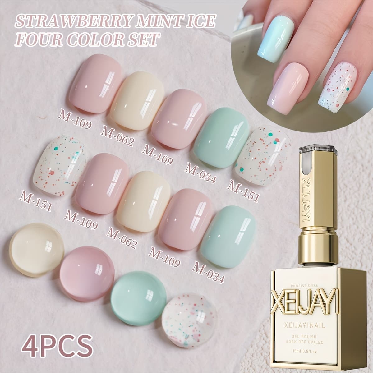 TEMU Strawberry 4-color Set, Of Frame Bottles Featuring A 4-color For Nail Polish Gel Set. Glitter For Nail Art With Cream Gel, , Salon For Nail Art For Women, And A For Nail Art Enthusiasts