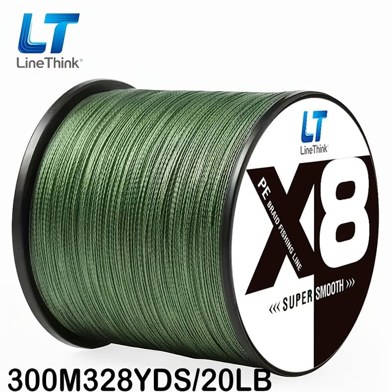 TEMU Line 8-strand Pe Braided Fishing Line 300m, Professional Power For Saltwater And Freshwater, Thin Coating, 0 Stretch, High Knot Strength