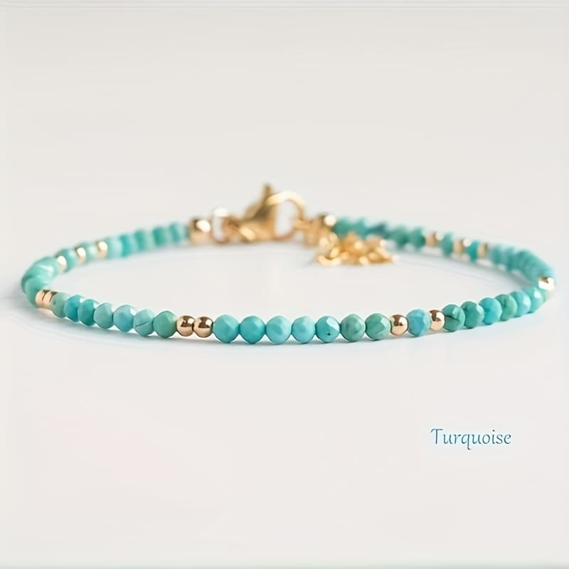 TEMU Natural Stone Natural Turquoise Delicate Bracelet, Beads Handmade Bracelet, Bohemian Style, Classic Fashion Bracelet