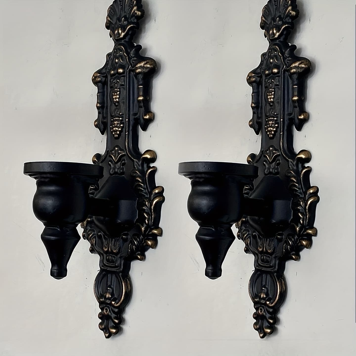 TEMU 2pcs Holiday Wall Decoration Candlestick Ambiance Romantic Ornament European Court French Retro Carved 3d Candlestick Candle Tray