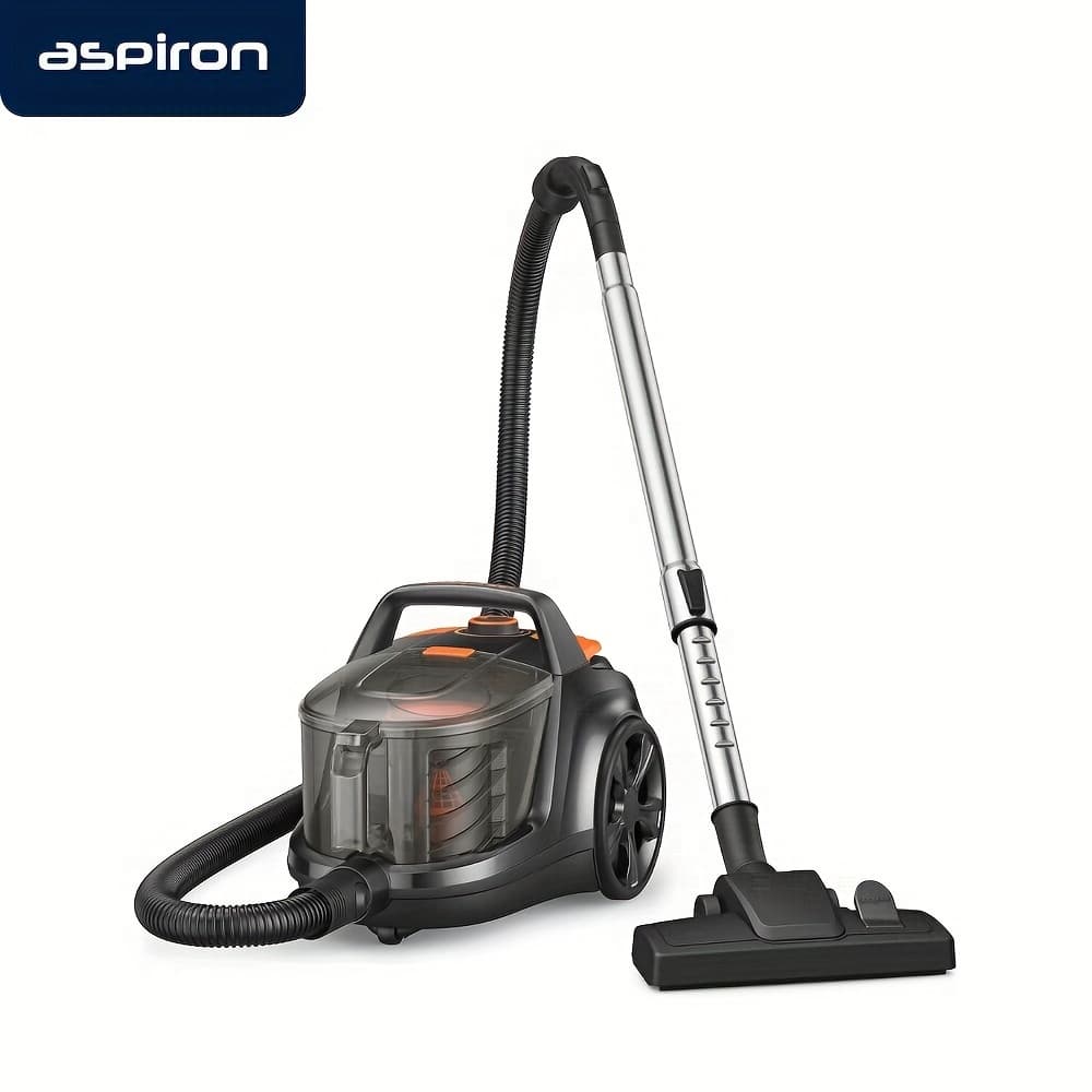 TEMU Aspiron 1200w Bagless Canister Vacuum Cleaner, Lightweight With Hepa Filter, 3.7qt Capacity, Automatic Cord , 5 Attachments, Ideal For Pet Hair, Hard Floors, And Carpets As-ca006