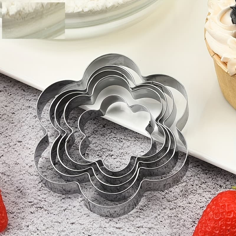 TEMU 5pcs Flower Cookie Cutters, Baking Molds For The Kitchen, Suitable For Making Cookie Shapes