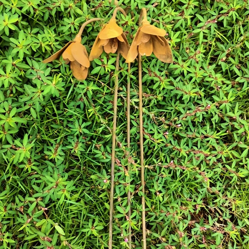 TEMU 3pcs, 3d Metal Artificial Flower Decorative Garden Stakes- Exterior Iron Flower Decoration- Rusty Ornament For Vase And Plant Pot - Rusted Metal Yard Decor - Garden Flower Artwork Design