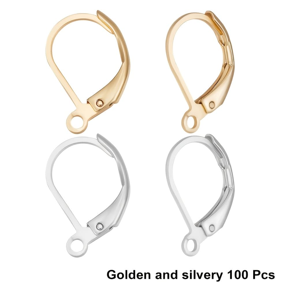 TEMU 50/100pcs Leverback French Earring Hooks 10x16mm Hypoallergenic Interchangeable Dangle Ear Wire Findings For Jewelry Making