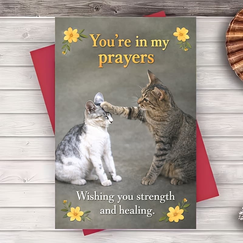 TEMU 1 Envelope And 1 Greeting Cardget Well Sympathy Card Cats Theme And Message For Friend Family Colleague Hospital Support Thoughtful Encouragement 2d Greeting Card Greeting Card