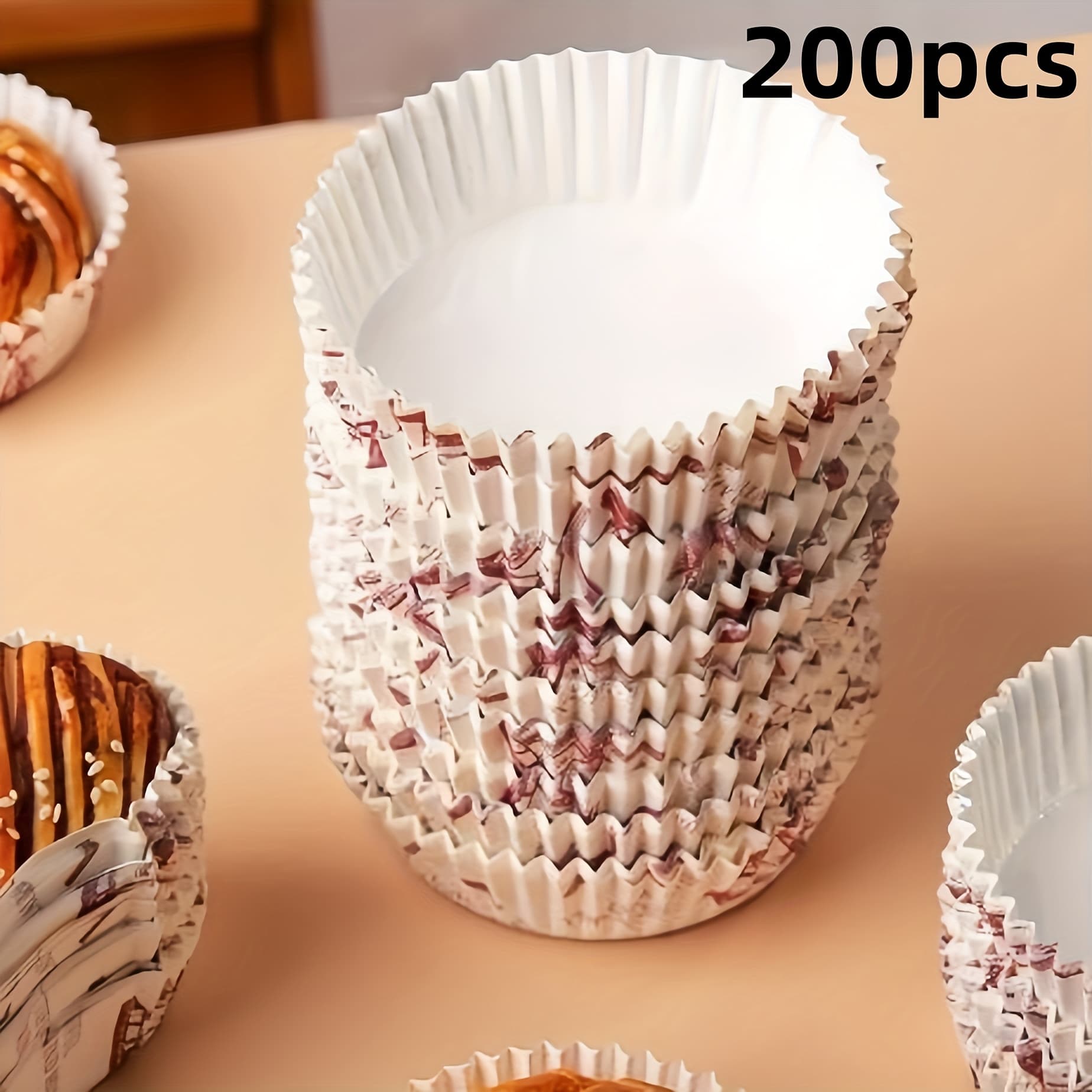 TEMU 50/100/200pcs Large Cupcake Liners - , Oil-proof, Elegant Baking Cups For Muffins, Cupcakes, Brownies, Quiches - Perfect For Home, Bakeries, Weddings, Parties - Muffin Liners