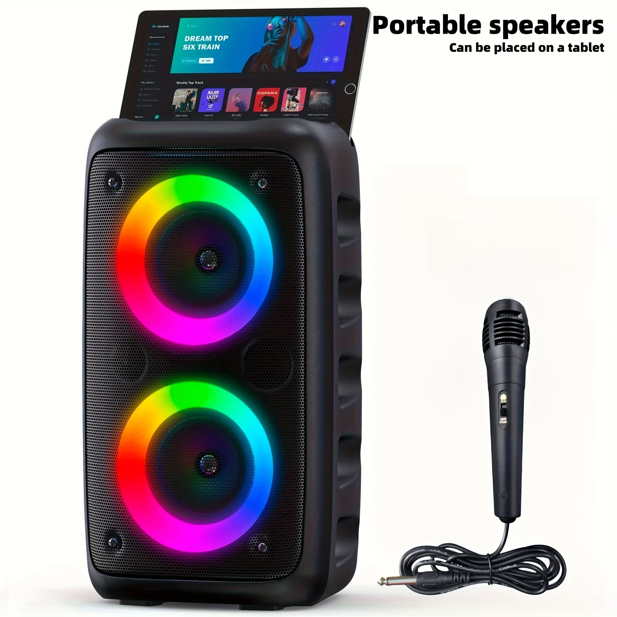TEMU Hy-3317 Wireless Speaker With Microphone, Large Speaker, Portable Speaker, Subwoofer, Outdoor Wireless Speaker, For Party Disco Lights, Tws, Tf, Aux, Mic, Suitable For Party Use