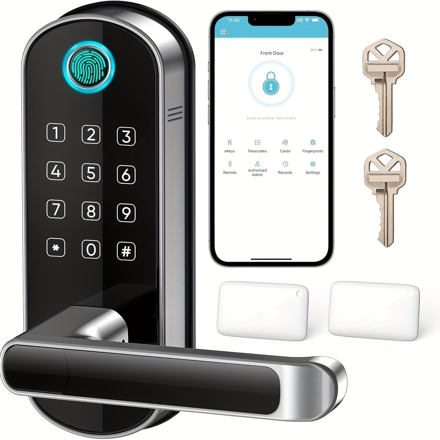 TEMU For Front Door: Keyless Entry Door Lock - Smart Door Lock With Handle - Fingerprint Door Lock - Digital Door Lock With Handle - Wi-fi Door Lock With Keypad - For Garage, Home, Office