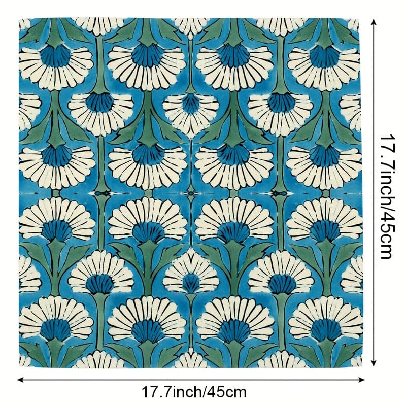 TEMU 4pcs Cloth Napkins Floral White Blue Green Turquoise Reusable Toile Dinner Napkins Soft And Absorbent For Everyday Use Holiday Or Party Hh823cj139