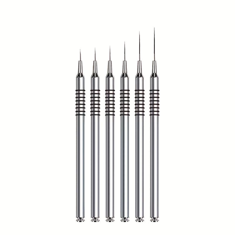 TEMU 6pcs Nail Art Liner Brushes Set Nail Art Design Brush Striping Thin Long Lines Dotting Drawing Pen Gel Polish Painting Brush