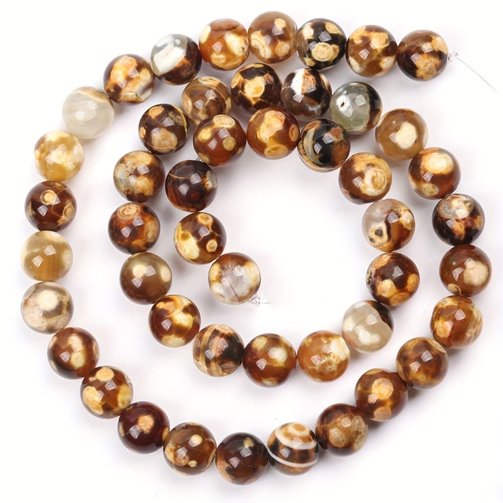 TEMU 6/8/10mm Natural Agates Stone Beads Round Loose Beads For Jewelry Making Necklace Bracelet Earring Additions