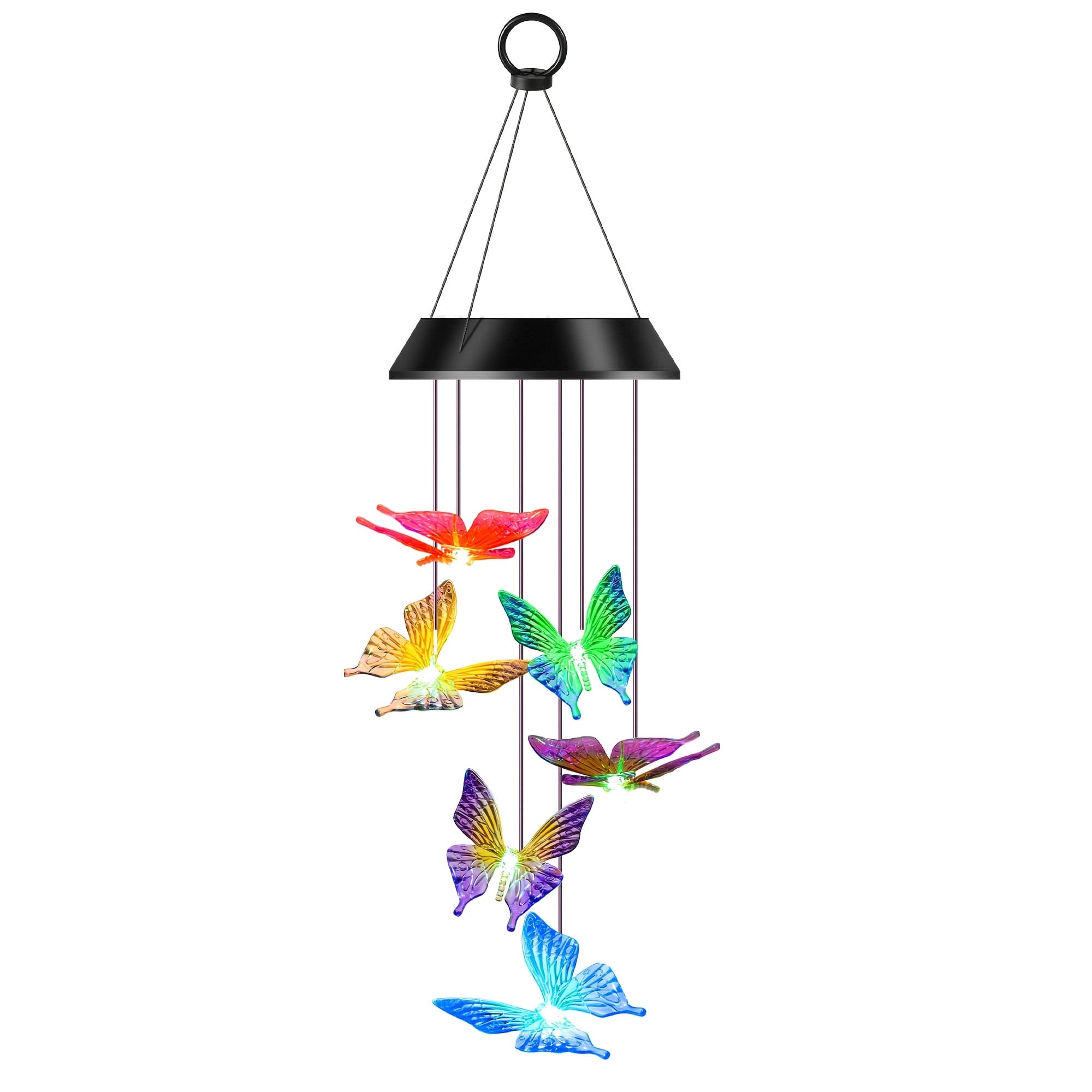 TEMU Color-changing Solar Wind Chime Lights Featuring Dragonfly And Or , With 8- Of Automatic Functionality, Perfect For Outdoor Gardens And As A Valentine's Day Present