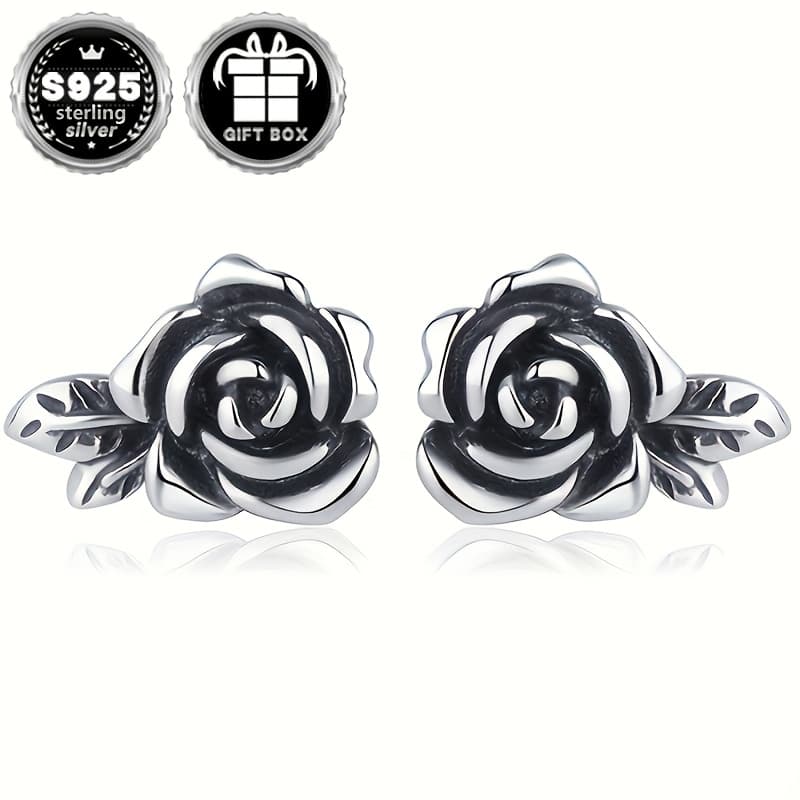 TEMU 2pc925 Sterling Silver (approximately 2.74g Total Weight) Stud Earrings, Hypoallergenic Gothic Style Halloween Party Earrings For Women, Elegant Holiday Presents