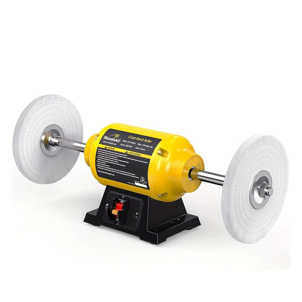 TEMU Bench Buffer Polisher 4.8a 8-inch Polishing Machine 3600rpm With 2pcs-fiber Wheels For Buffing Metal, Jewelry, Wood, Jade, And Plastic Parts