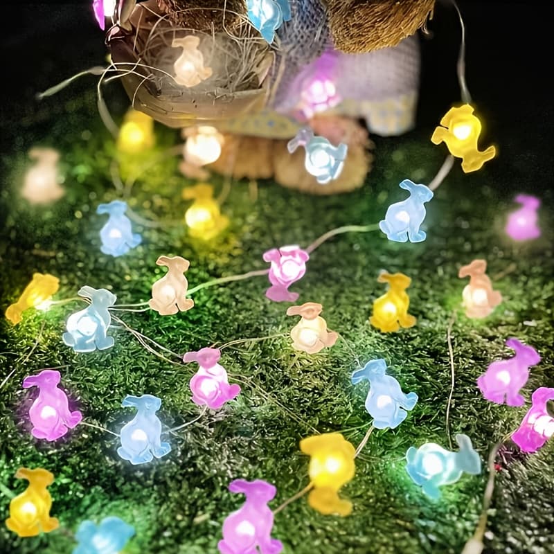 TEMU 1 Pack Of 20 Led Easter Colorful Bunny String Lights, Battery-powered (batteries Not Included)