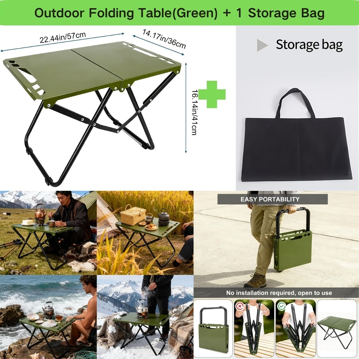 TEMU 3pcs Portable Folding Camping Table | Lightweight Iron Picnic Table, Foldable Design Suitable For Outdoor Camping, Beach Bbq, Tailgate Parties, Hiking