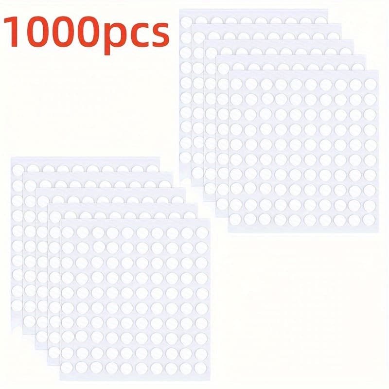 TEMU 1000pcs Waterproof Double-sided Adhesive Dots - Removable, Round Stickers For Office, Holiday Decor & Party Use