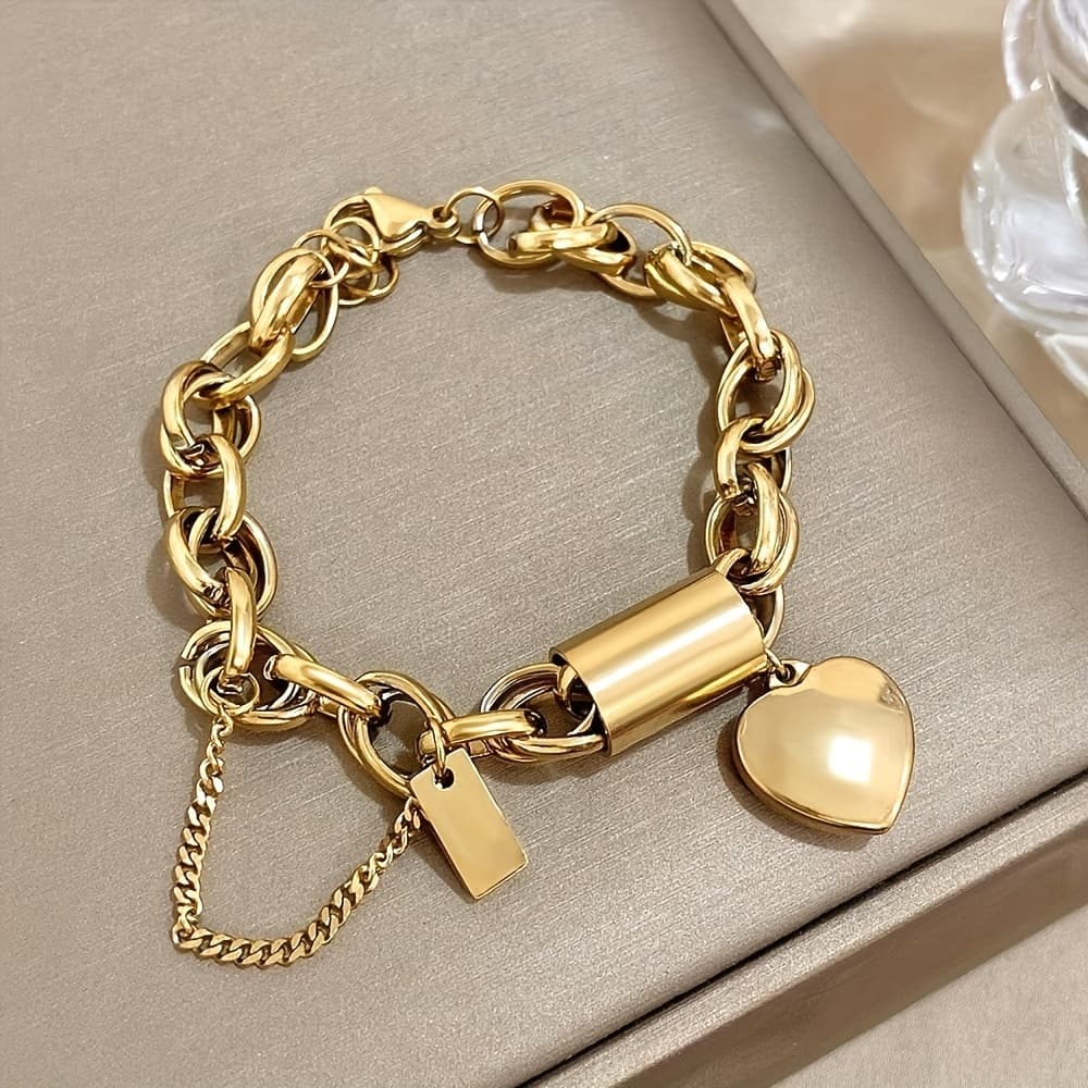 TEMU Men' Elegant Stainless Steel Bracelet Compatible For Wedding//daily Wear - Hypoallergenic Polish, Durable -resistant Jewelry, Accessory () - Male Fashion Jewelry