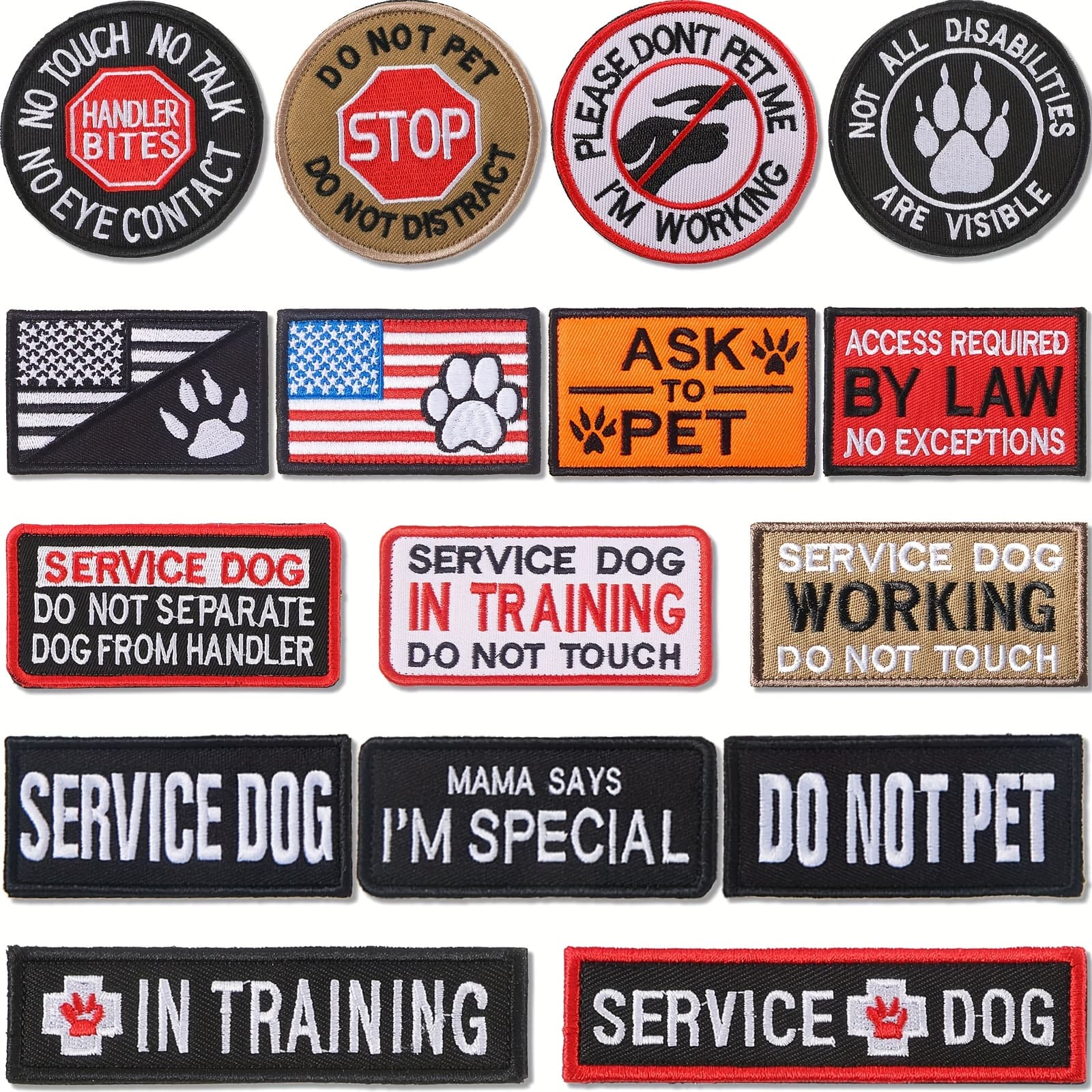 TEMU 16pcs Service Dog Patch Please Do Not Pet In Training Patches Removable Tactical Embroidered Badge For Service Dog Harness Vest Collar Clothes