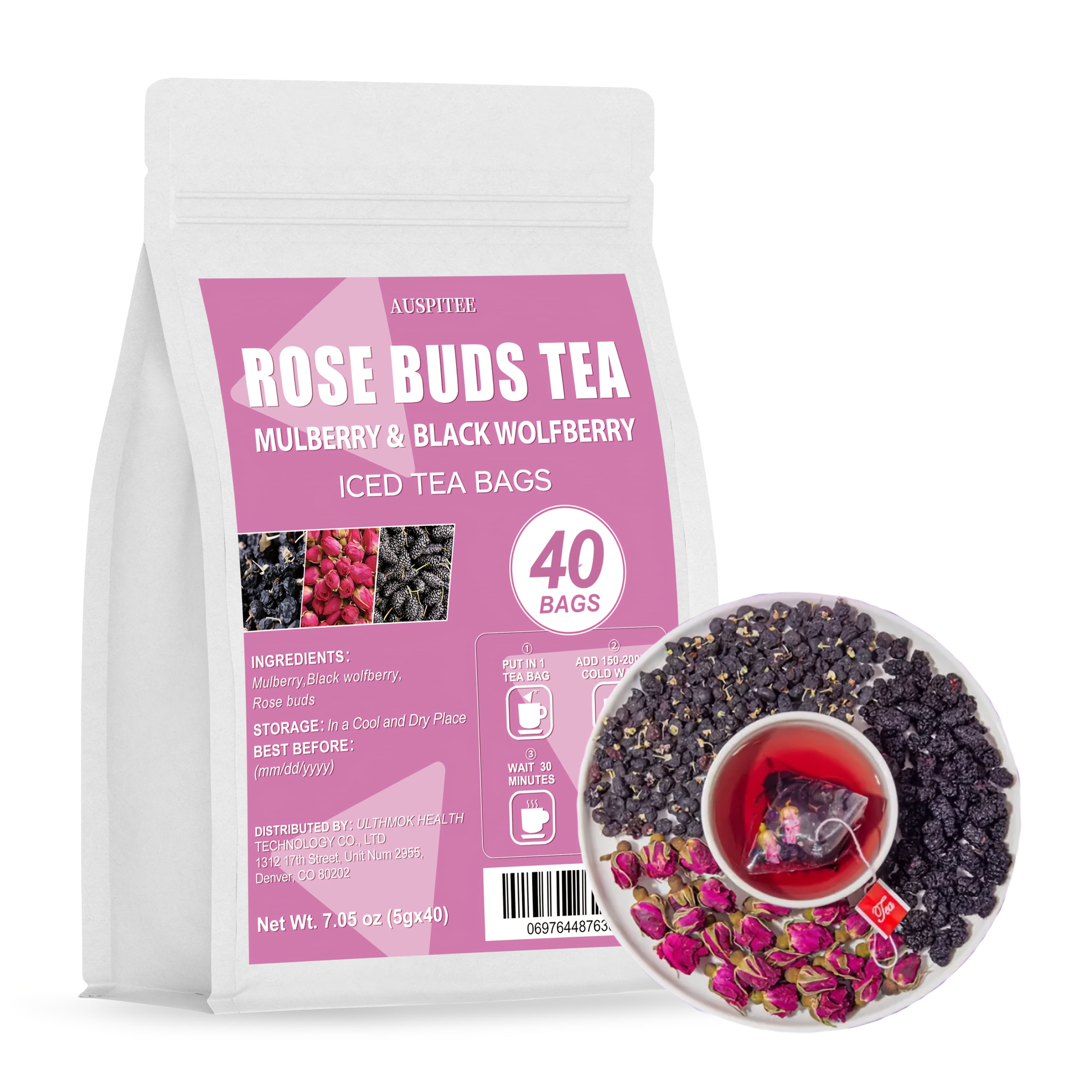 TEMU Rose Black Goji Berry Tea 5g 40bags, 200g, 7.05oz, Mother's Day Gift