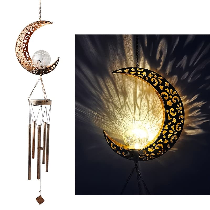 TEMU Solar Wind Chimes With Sun And Cracked Glass Ball, Outdoor Garden Decor Chime For Patio Yard Porch, Unique Gift For Mom Wife Grandma Birthday Christmas