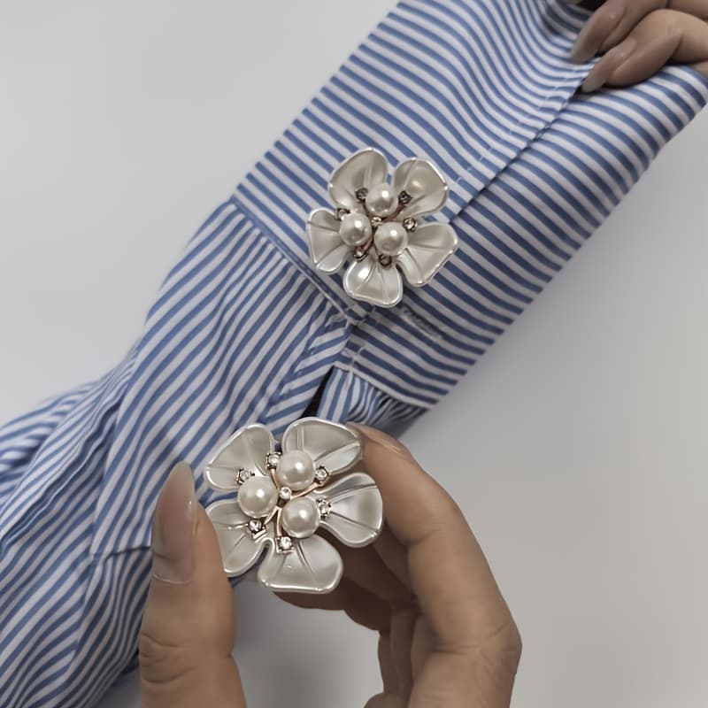 TEMU 2pcs No-sew Flower Button Covers, Decoration Accessories For Shirts And Dresses, No Sewing Required, Suitable For Dresses, Shirts, Blouses - Valentine's Day/christmas Gifts