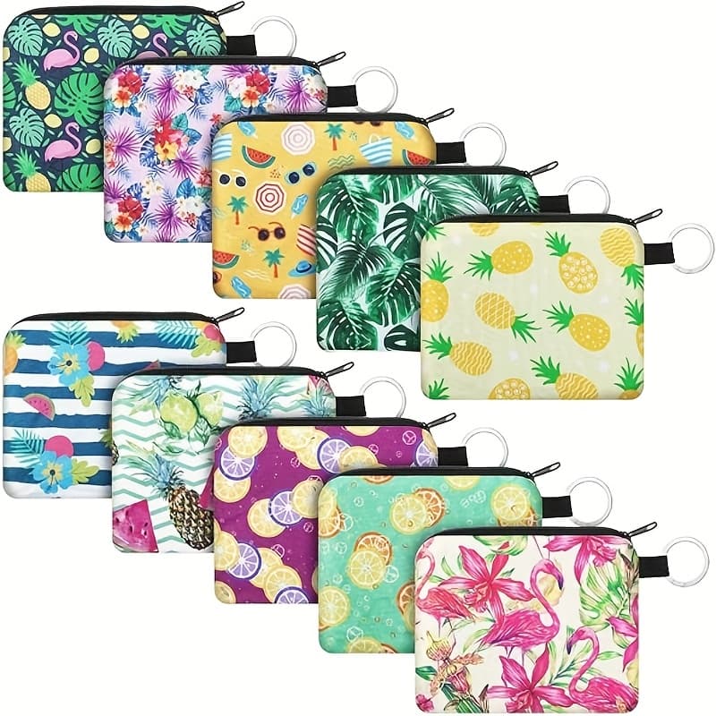TEMU Set Of 10 Small Bohemian-style Coin Pouches With Zippers, Ideal For Women And