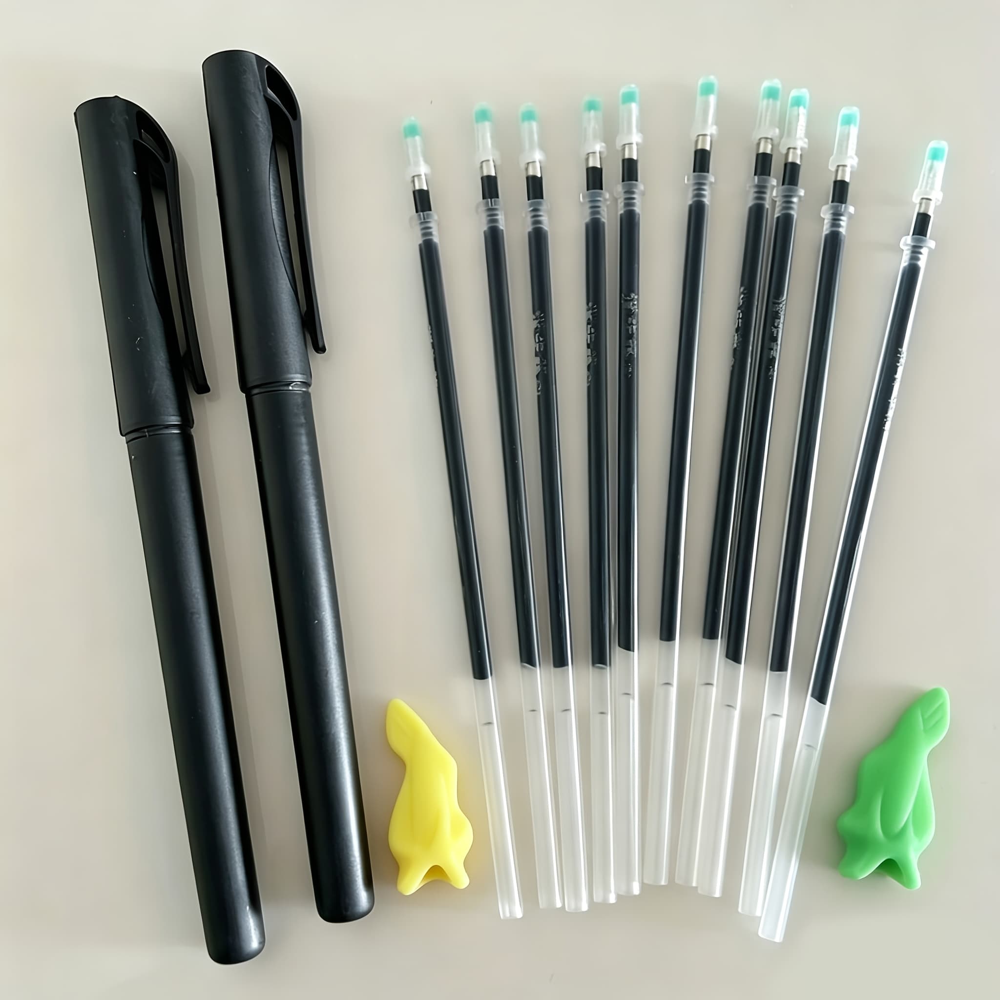 TEMU With Magic Function, Suitable For Grooved Calligraphy Practice Copybooks And Tracing Books-12pcs/set (2 Pen Holders And 10 Refills) -colors Of Are Random