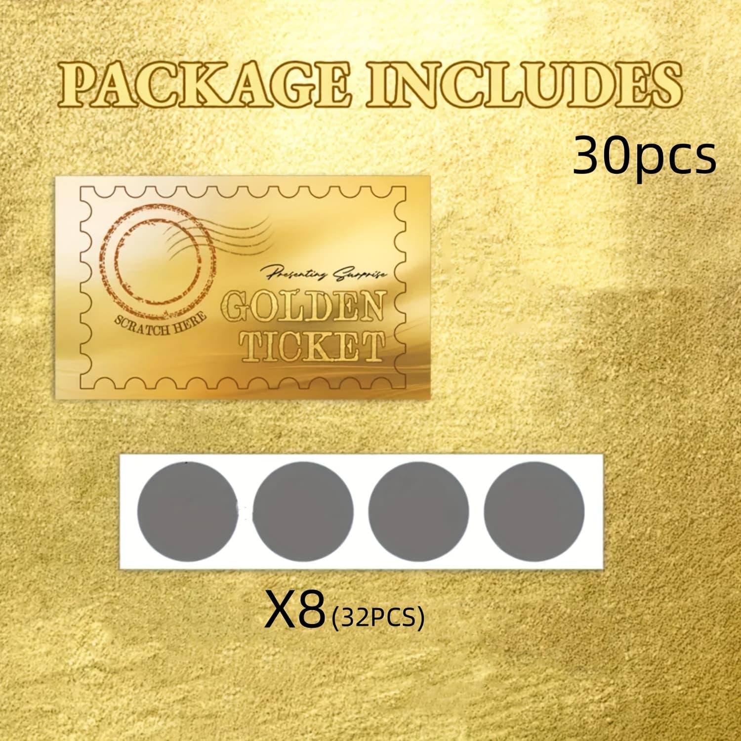 TEMU 30 Golden Scratch-off Ticket Stickers And Coupon Cards, Suitable For Holidays, Birthdays, Wedding Party Gifts, Small Businesses, Prizes, And Note Cards
