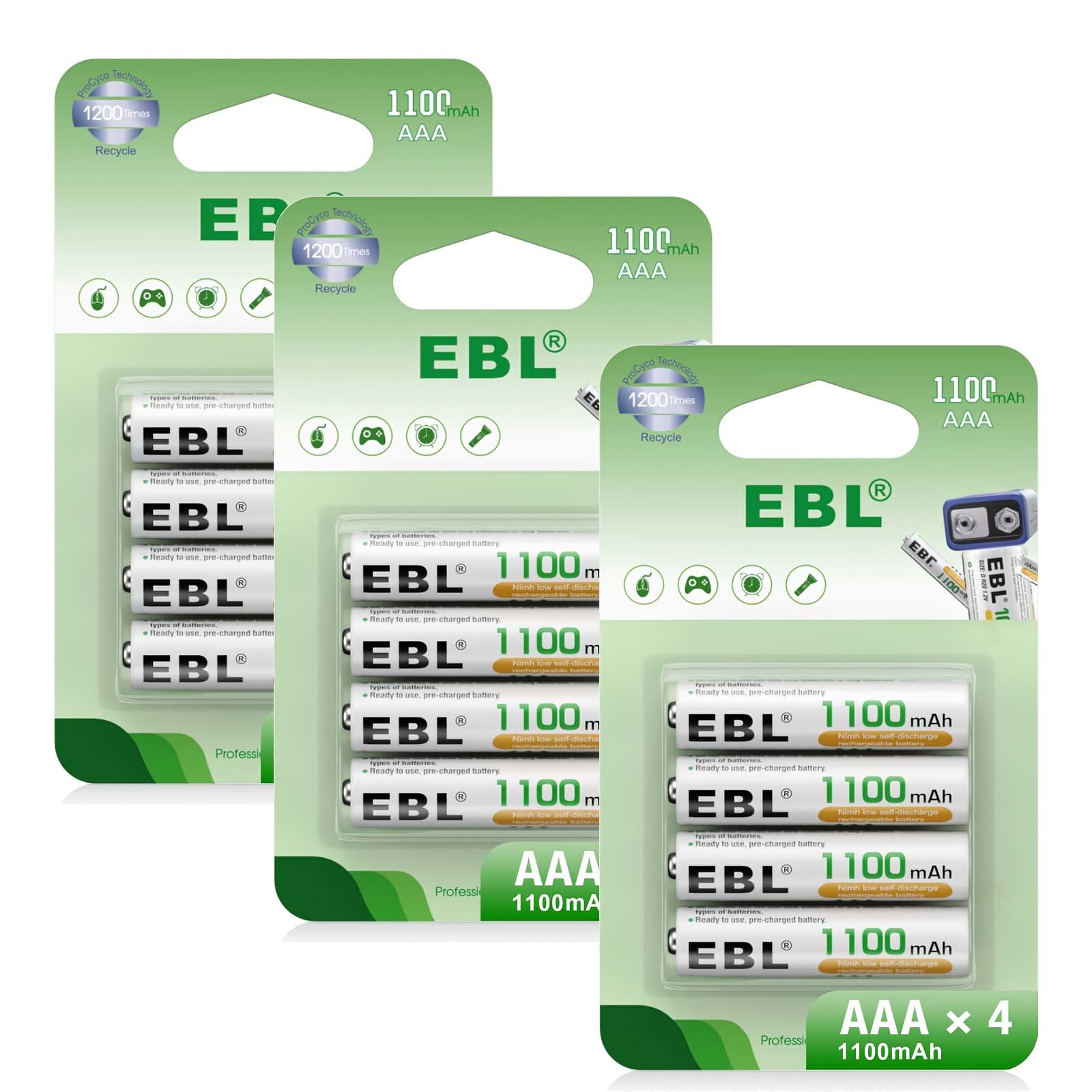 TEMU Ebl Rechargeable Aaa Batteries 1100mah Ni-mh Batteries, Aaa Battery With Retail Package